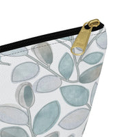 Cherry Plum Leaves Accessory Pouch w T-bottom in Aqua